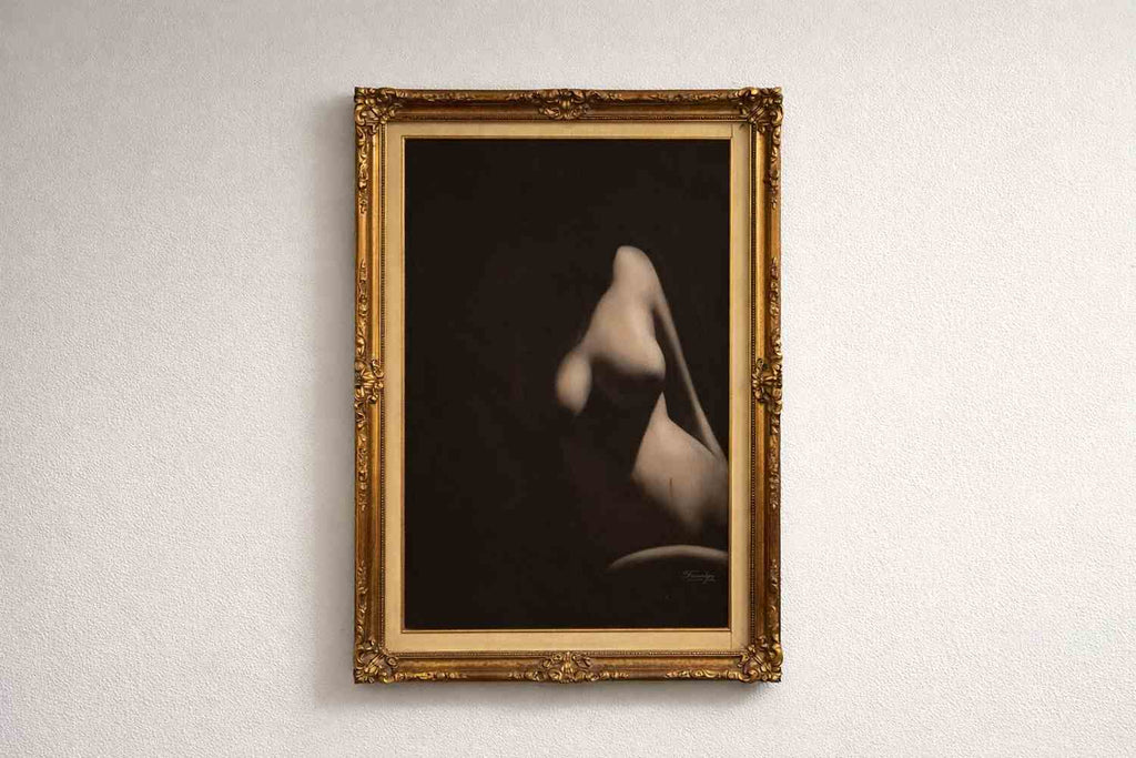 Antique Framed Art — Female Torso Study (Circa 1900–1930)