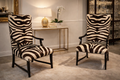 Antique Zebra Hide Accent Chairs — Set of Two