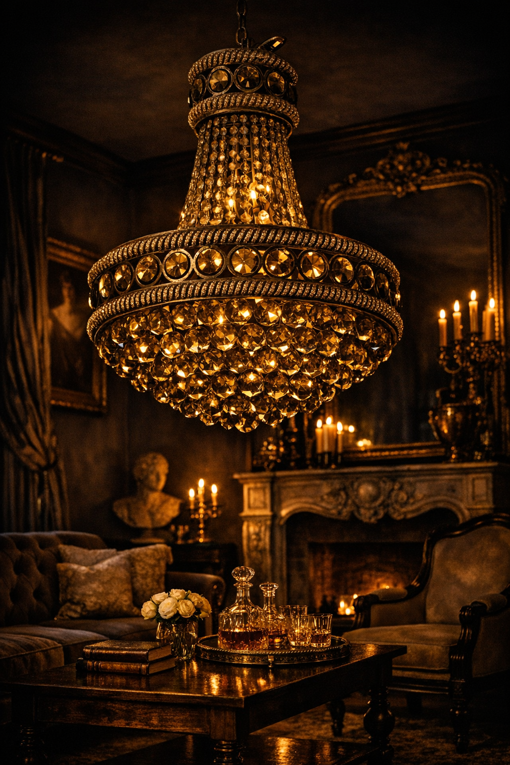 Antique French Empire Crystal Chandelier