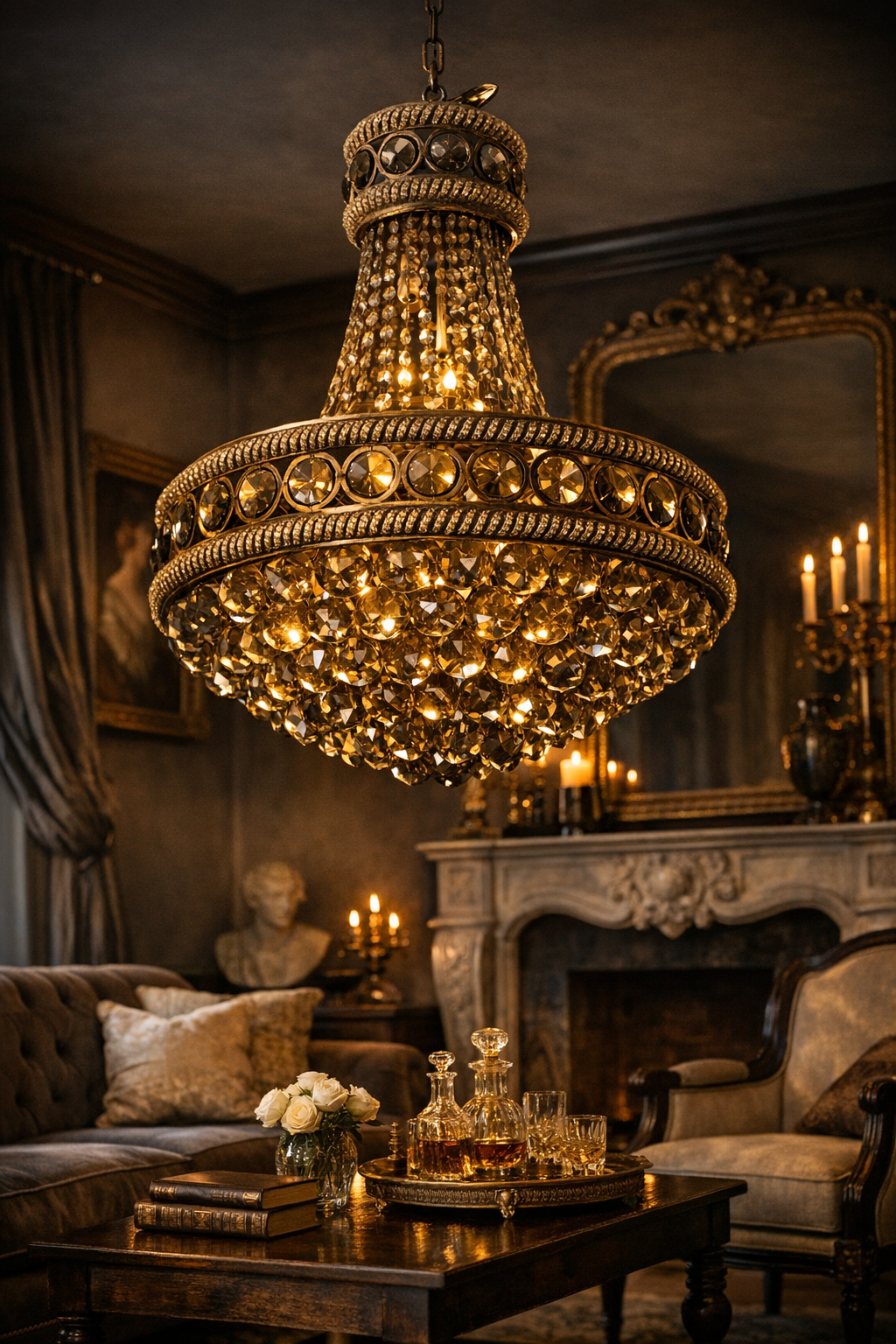 Antique French Empire Crystal Chandelier