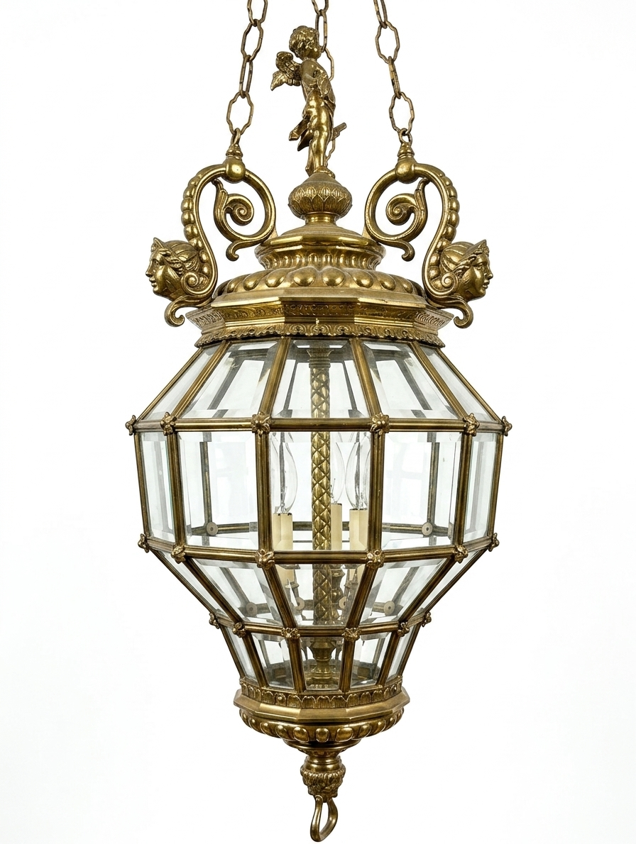 19th-Century French Empire Mascaron Lantern